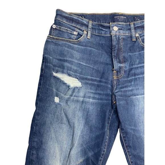 Lucky Brand Mens Classic Straight Jeans Blue Distressed Denim Zipper 32/30 New - Picture 4 of 7